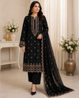Black Fancy Lawn Suit